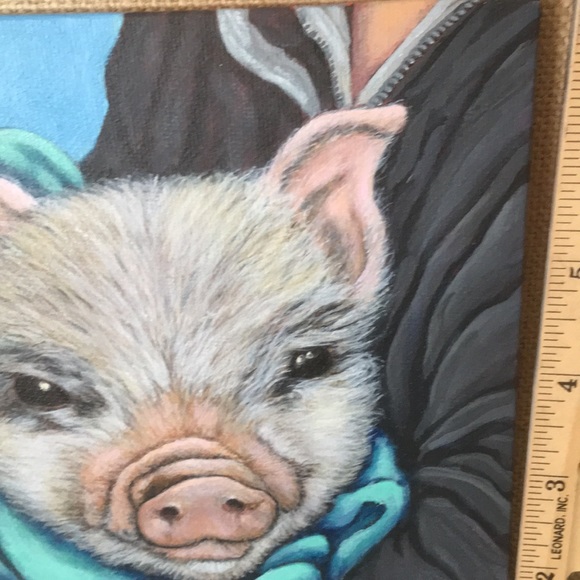Original 5”x7”acrylic painting of pig in a blanket - Picture 8 of 8